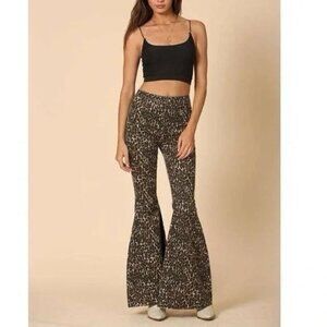 Blank Paige Leopard Flare Jeans Pants Size Large